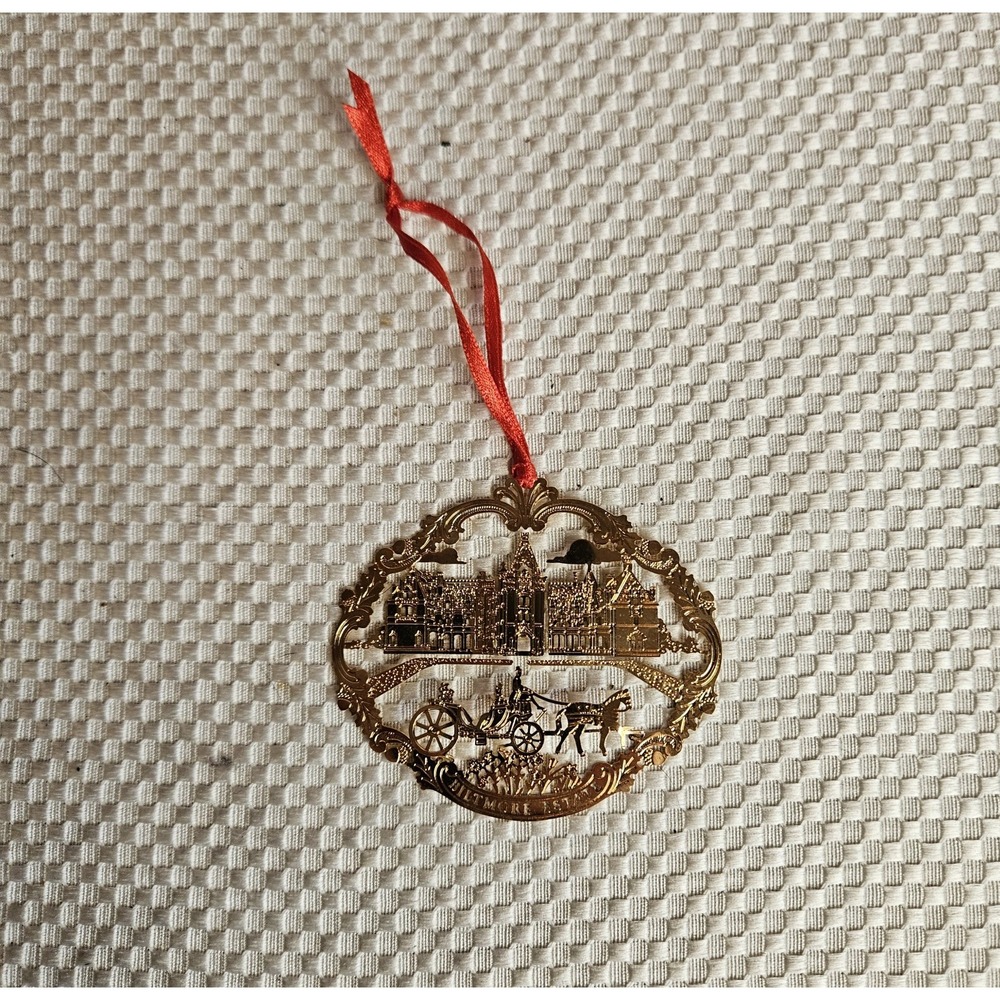 Vintage Biltmore Estate Centennial Christmas Ornament 1895-1995 24K Gold Finish